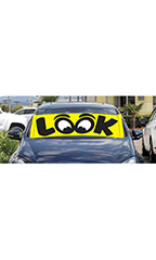 Windshield Banner With Bungee Cord - "Look"