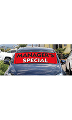 Windshield Banner With Bungee Cord - "Managers Special"