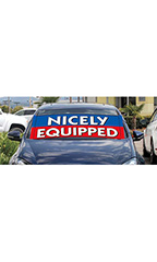 Windshield Banner With Bungee Cord - "Nicely Equipped"