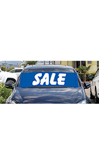 Windshield Banner With Bungee Cord - "Sale" - Blue