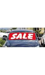 Windshield Banner With Bungee Cord - "Sale" - Red