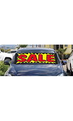 Windshield Banner With Bungee Cord - "Sale" - Yellow with Red