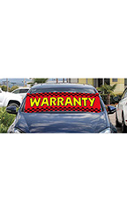 Windshield Banner With Bungee Cord - "Warranty"