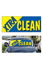 Windshield Banner With Bungee Cord - "Xtra Clean"