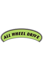 Arch Windshield Slogan Sticker - Black/Neon Green - "All Wheel Drive"