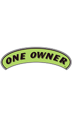 Arch Windshield Slogan Sticker - Black/Neon Green - "One Owner"
