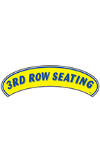 Arch Windshield Slogan Sticker - Blue/Yellow - "3rd Row Seating"