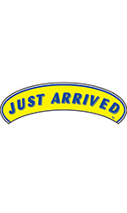 Arch Windshield Slogan Sticker - Blue/Yellow - "Just Arrived"