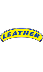 Arch Windshield Slogan Sticker - Blue/Yellow - "Leather"