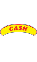 Arch Windshield Slogan Sticker - Red/Yellow - "Cash"