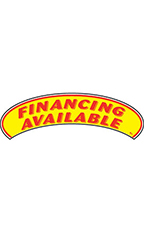 Arch Windshield Slogan Sticker - Red/Yellow - "Financing Available"