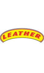 Arch Windshield Slogan Sticker - Red/Yellow - "Leather"