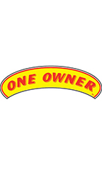 Arch Windshield Slogan Sticker - Red/Yellow - "One Owner"