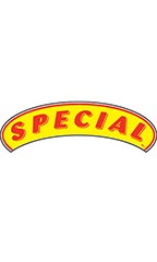 Arch Windshield Slogan Sticker - Red/Yellow - "Special"