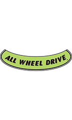 Smile Windshield Slogan Sticker - Black/Neon Green - "All Wheel Drive"