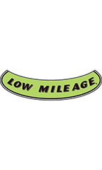 Smile Windshield Slogan Sticker - Black/Neon Green - "Low Mileage"