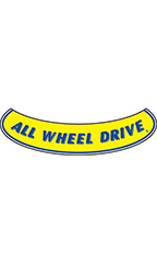 Smile Windshield Slogan Sticker - Blue/Yellow - "All Wheel Drive"