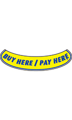 Smile Windshield Slogan Sticker - Blue/Yellow - "Buy Here/Pay Here"