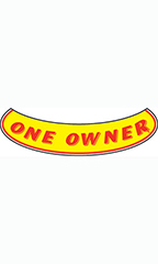 Smile Windshield Slogan Sticker - Red/Yellow - "One Owner"