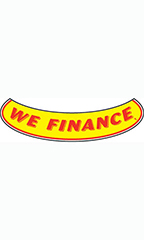 Smile Windshield Slogan Sticker - Red/Yellow - "We Finance"
