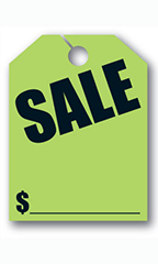 Mirror Hang Tags - Fluorescent Green - "Sale"