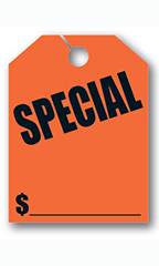 Mirror Hang Tags - Fluorescent Red - "Special"