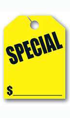 Mirror Hang Tags - Fluorescent Yellow - "Special"