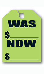 Mirror Hang Tags - Fluorescent Green - "Was Now"