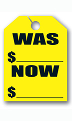 Mirror Hang Tags - Fluorescent Yellow - "Was Now"