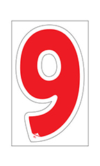 Die-Cut Window Numbers - Red - "9"