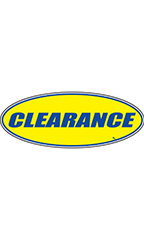 Oval Windshield Slogan Sticker - Blue/Yellow - "Clearance"