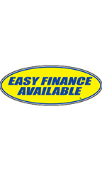 Oval Windshield Slogan Sticker - Blue/Yellow - "Easy Financing Available"