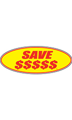 Oval Windshield Slogan Sticker - Red/Yellow - "Save $$$$$"