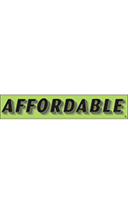 Rectangular Slogan Windshield Sticker - Green - "Affordable"