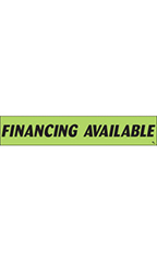 Rectangular Slogan Windshield Sticker - Green - "Financing Available"