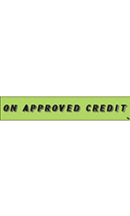 Rectangular Slogan Windshield Sticker - Green - "On Approved Credit"
