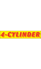 Rectangular Slogan Windshield Sticker - Red/Yellow - "4-Cylinder"