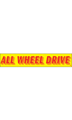 Rectangular Slogan Windshield Sticker - Red/Yellow - "All Wheel Drive"