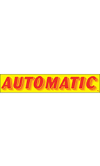 Rectangular Slogan Windshield Sticker - Red/Yellow - "Automatic"