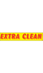 Rectangular Slogan Windshield Sticker - Red/Yellow - "Extra Clean"