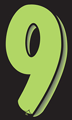 11 ½ inch Windshield Numbers And Symbols - Neon Green/Black - "9"