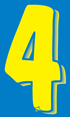 11 ½ inch Windshield Numbers And Symbols - Yellow/Blue - "4"