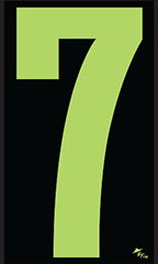 5 ½ inch Windshield Numbers And Symbols - Neon Green/Black - "7"