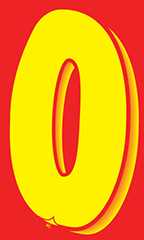 7 ½ inch Windshield Numbers And Symbols - Red/Yellow - "0"
