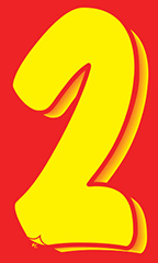 7 ½ inch Windshield Numbers And Symbols - Red/Yellow - "2"