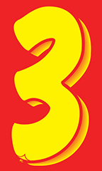 7 ½ inch Windshield Numbers And Symbols - Red/Yellow - "3"