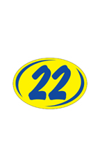 Oval 2-Digit Year Stickers - Blue/Yellow - "22"