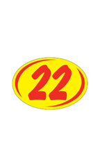 Oval 2-Digit Year Stickers - Red/Yellow - "22"