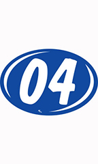 Oval 2-Digit Year Stickers - White/Blue - "04"