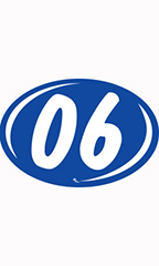 Oval 2-Digit Year Stickers - White/Blue - "06"